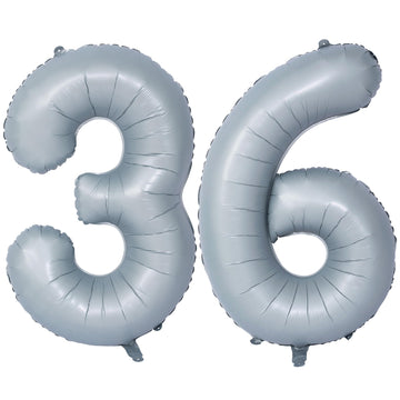 40 In Matte Gray Number Balloons Helium Foil Mylar Balloon Birthday Party Banquet Decoration 36