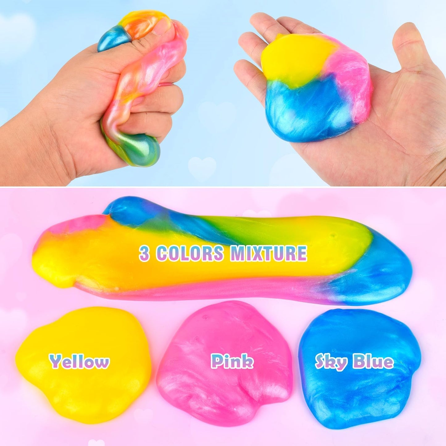 12 Pack Valentine'S Day Galaxy Slime Gift Kit With Loving Heart Charm, Greeting Card, Clear Slime For Birthday Easter Party Favo