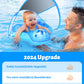LAYCOL Baby Swimming Float Ring XL - Inflatable with Sun Canopy, No Flip Over, Deep Blue, Model B1214Y for Ages 3-36 Months