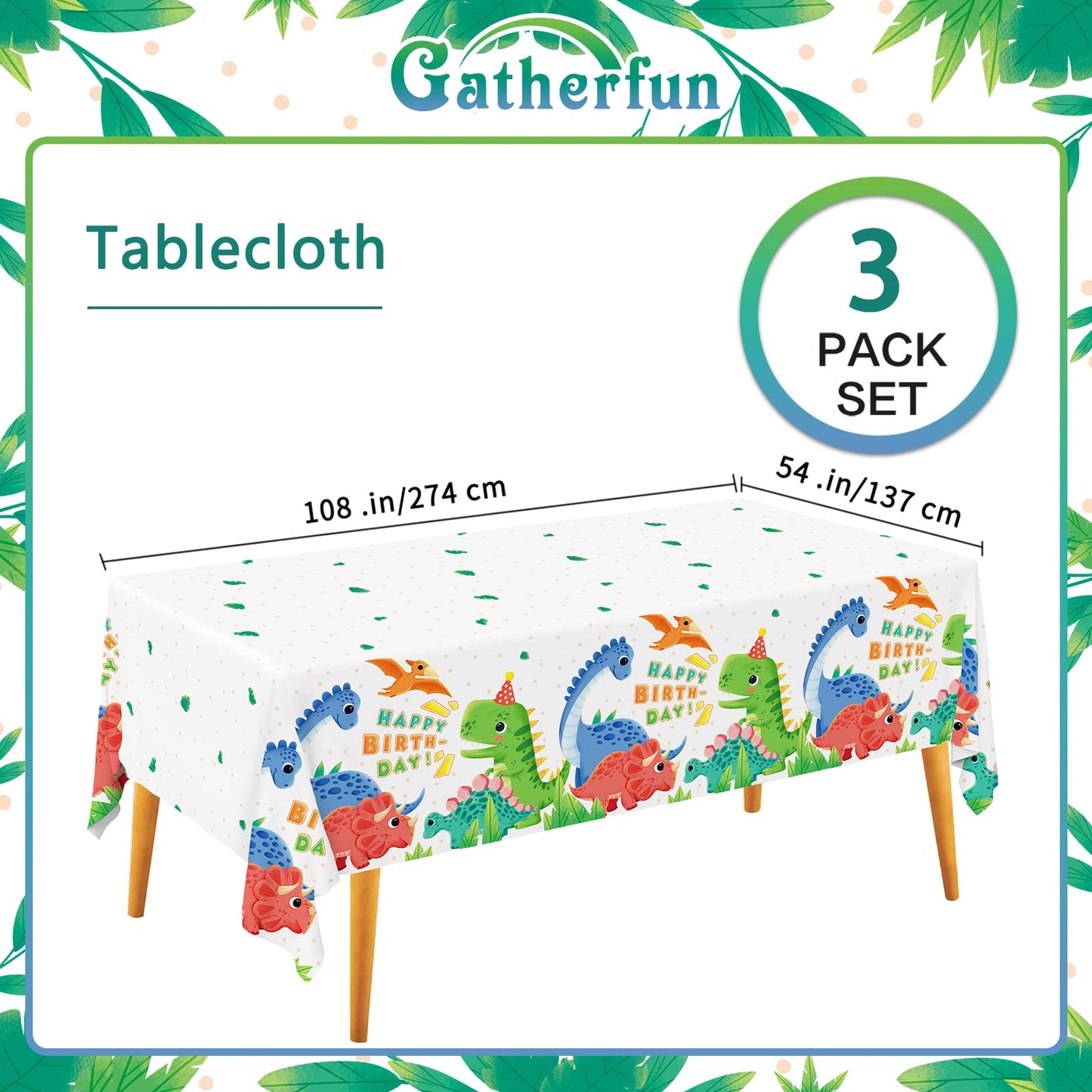 Dinosaur Party Supplies Disposable Tablecloth Waterproof Plastic Rectangular Table Cover for Boys Kids Birthday Party Baby Showe