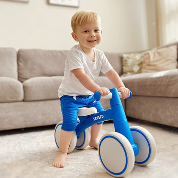SEREED Baby Balance Bike for 1 Year Old, 4 Wheels, Aluminum, Small, Blue New, Model UD30