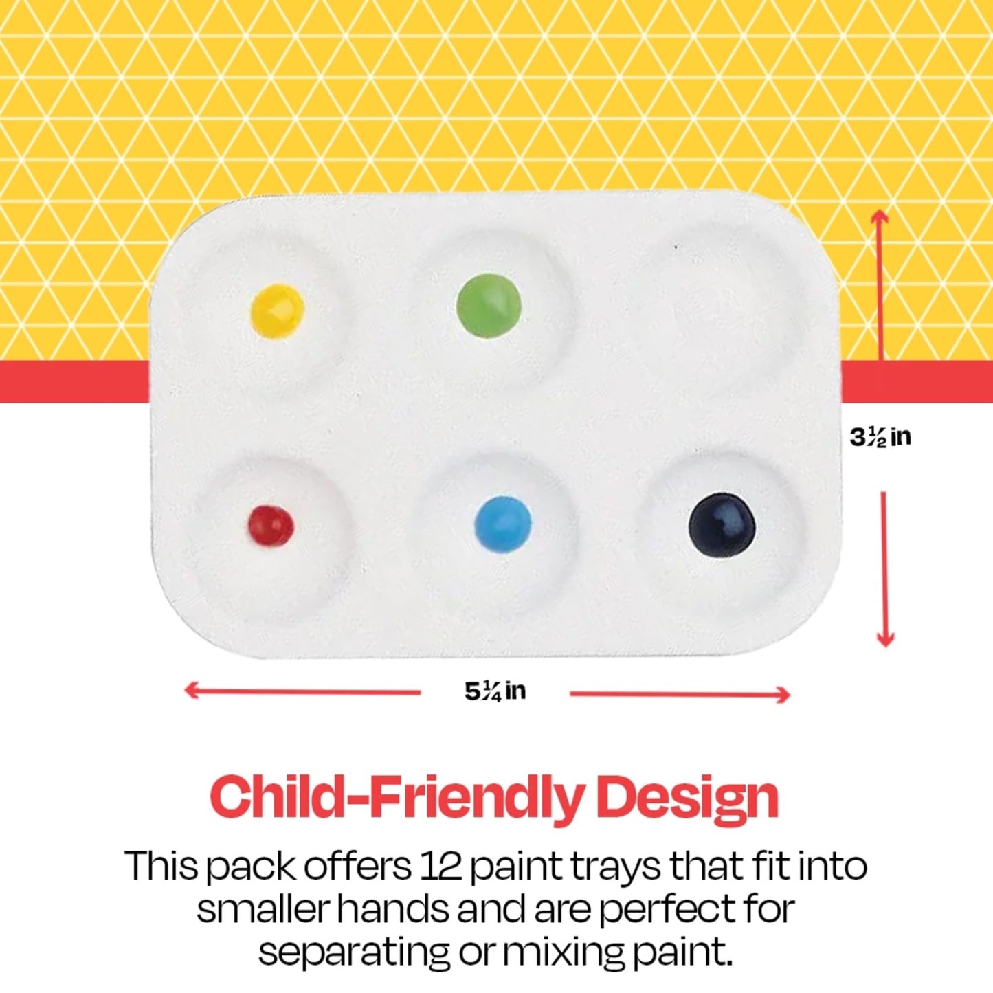 School Smart Paint-Rite Tray With 6 Wells, 3-1/2 X 5-1/4 Inches, White, Pack Of 12