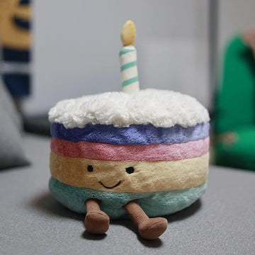 MUALML Birthday Cake Plush, 8.7'' Cute Birthday Stuffed Animal for Girls, Funny Food Plushie, Soft Smile Cake Toy Adorable Birth