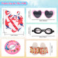 Msyo 18 Inch Doll Summer Outfits Set, Vibrant Doll Swimming Playset For American Doll Girls, Includes Doll Bikini Swimsuits, Heart-Shaped Sunglasses, Goggles, Sandals And Inflated Swimming Ring