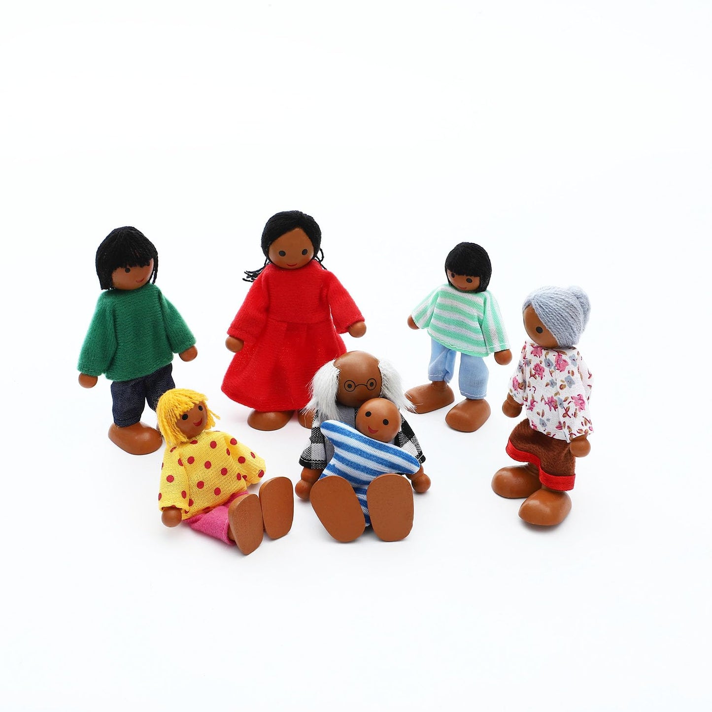 ONEST 23 Pieces Wooden Dollhouse Family Set Mini People Figures Dollhouse Dolls Wooden Doll Family Pretend Play Figures Accessor