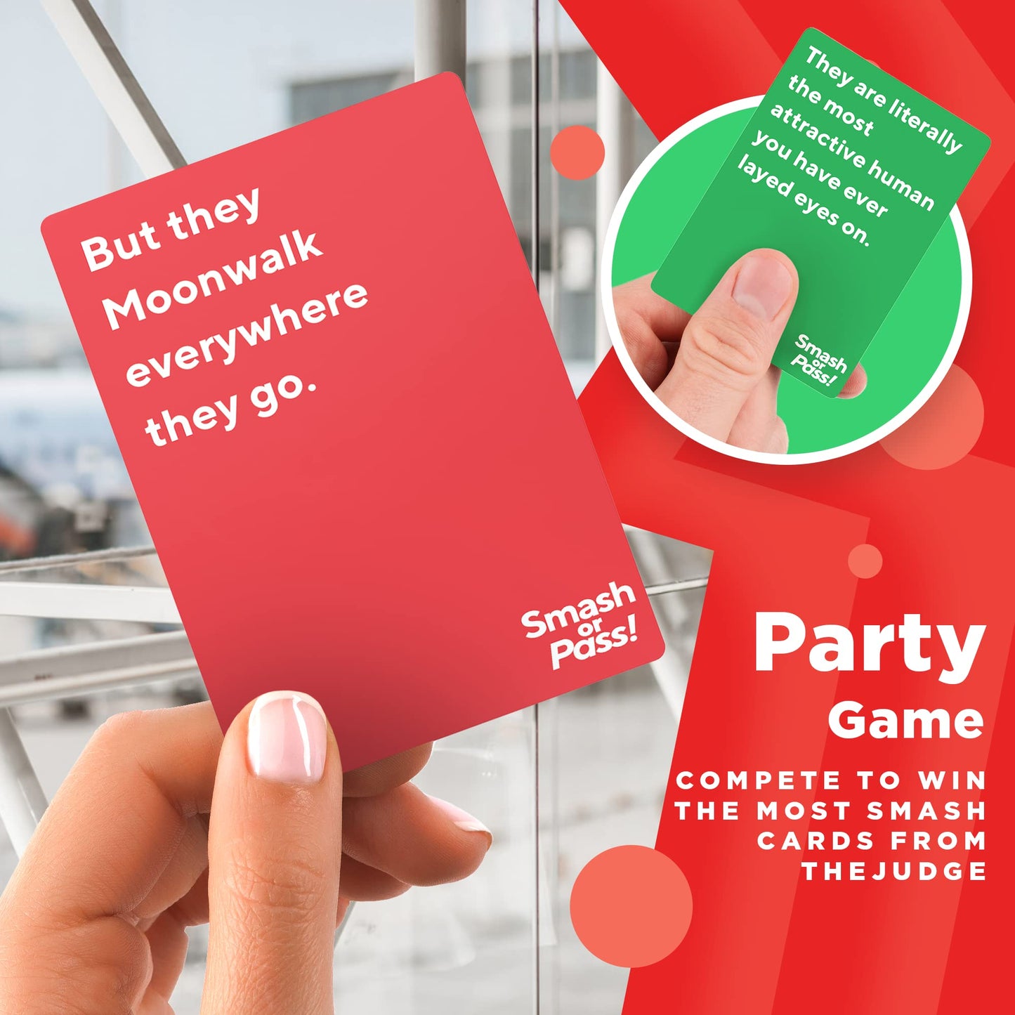 Bold. Smash or Pass Adult Card Game - Fun Party Game for 3-20 Players - Medium Red Cards - Perfect for Game Night or Bachelorette Parties