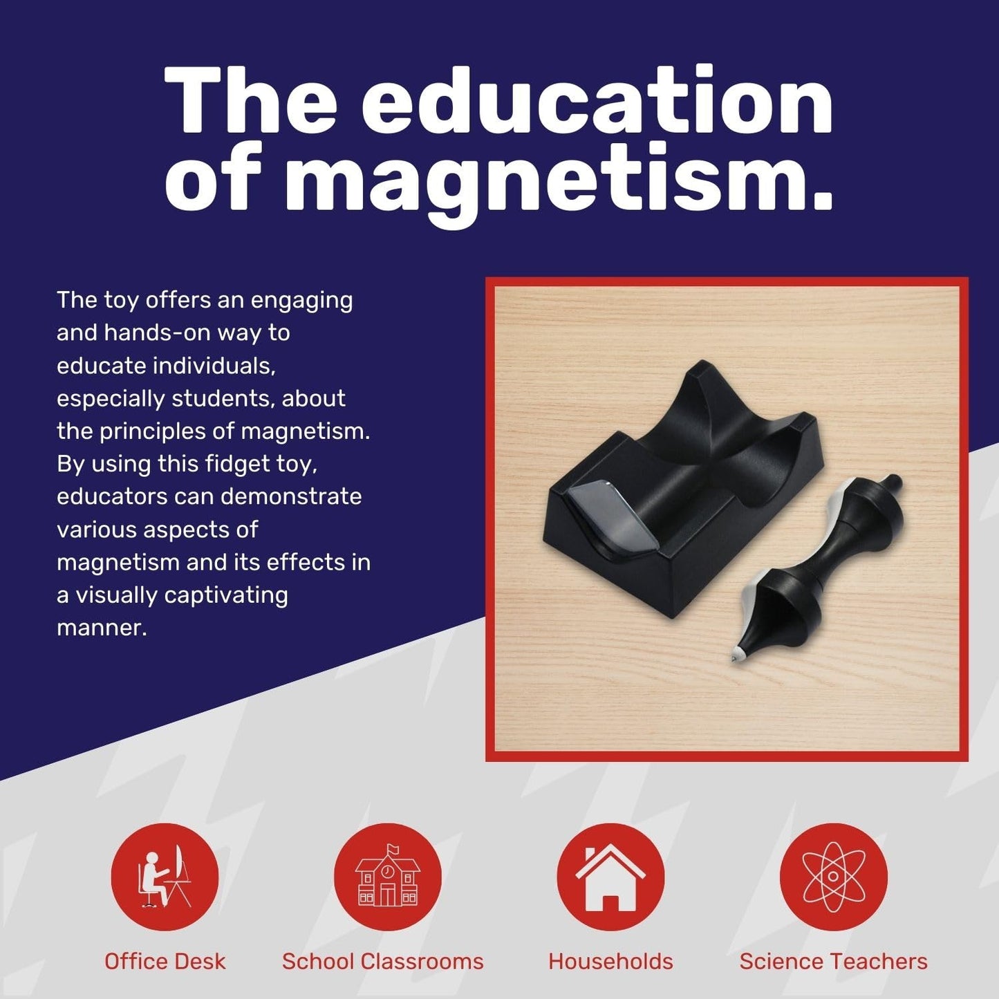 Cms Magnetics - Magic Levitating Spinning Top Spindle Fidget Toy For Office Desk Or School Physics Display Demonstrating The Science Education Of Magnetism, Creative Gift Idea For Adults And Kids