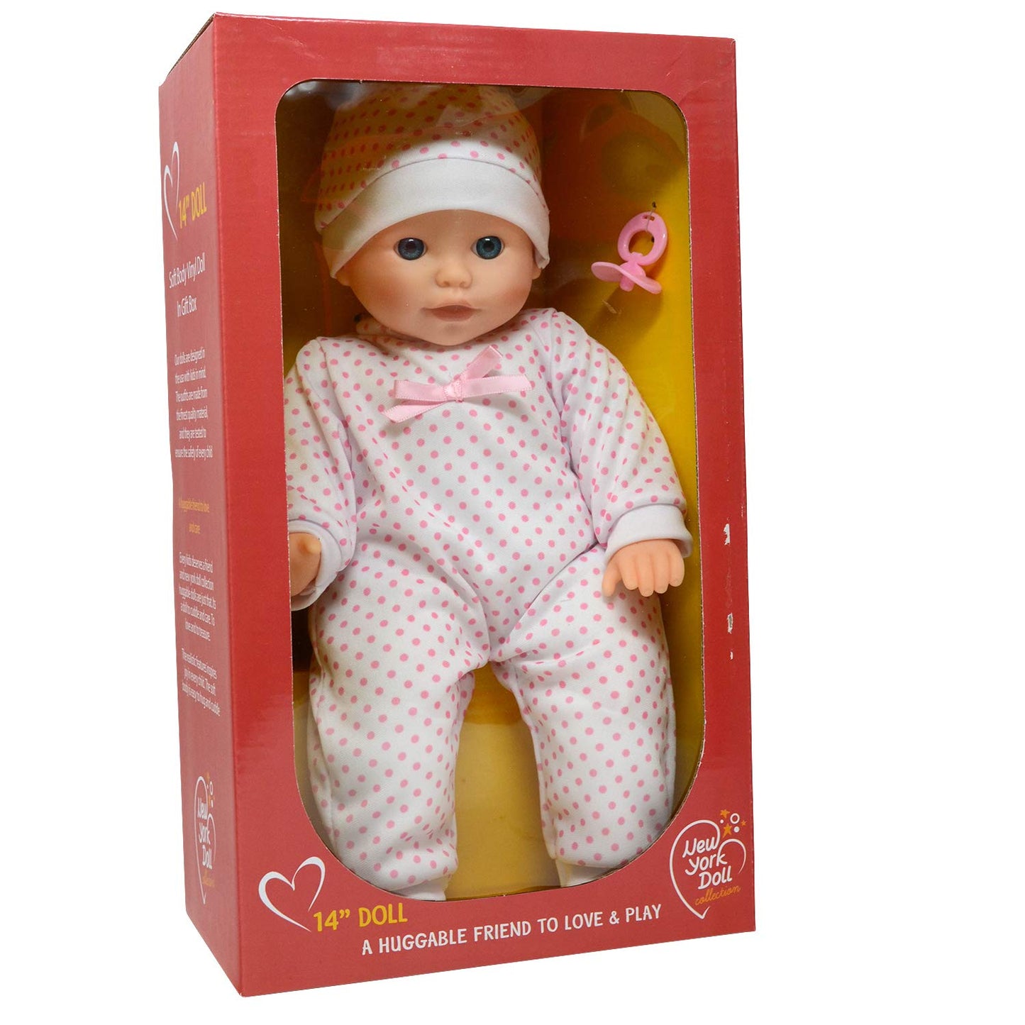 14 Inch Soft Body Caucasian Baby Doll - Newborn Dolls For Girls With Doll Pacifier