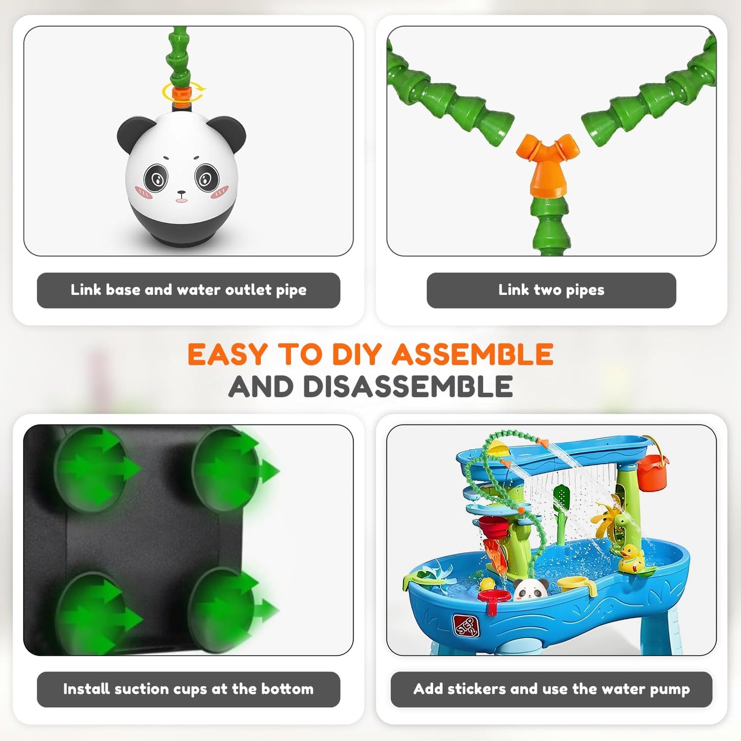 Swanntqv Water Table Pump, Summer Outdoor Splash Shady Oasis Water Table Toys, Diy Double Tube Water Pump(Green)