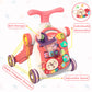 Qdragon 5 In 1 Walker For Baby Girl, Baby Push Walkers, Assemble As Scooter/Motorbike/Activity Center/Detachable Panel, Walking Toys For Infants 6-12 Months, Red
