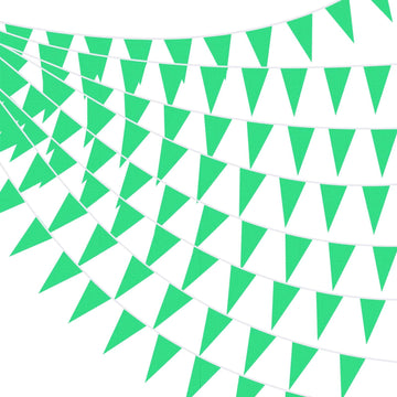 Tatuo 820 Ft 500 Pcs Pennant Banner Flag String Hanging Triangle Bunting Flag For Party Celebration Holiday Wedding Decoration, 10 Set (Green)