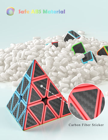 Roxenda Pyramid Speed Cube, 3X3X3 Qiming Pyramid Speed Cube Triangle Cube Puzzle Magic Cube (Carbon Fiber)