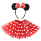 Cumwoen Polka Dots Tutu With Mouse Ears Headband Girls Halloween Costume Birthday Dress Up Accessories Red