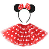 Cumwoen Polka Dots Tutu With Mouse Ears Headband Girls Halloween Costume Birthday Dress Up Accessories Red