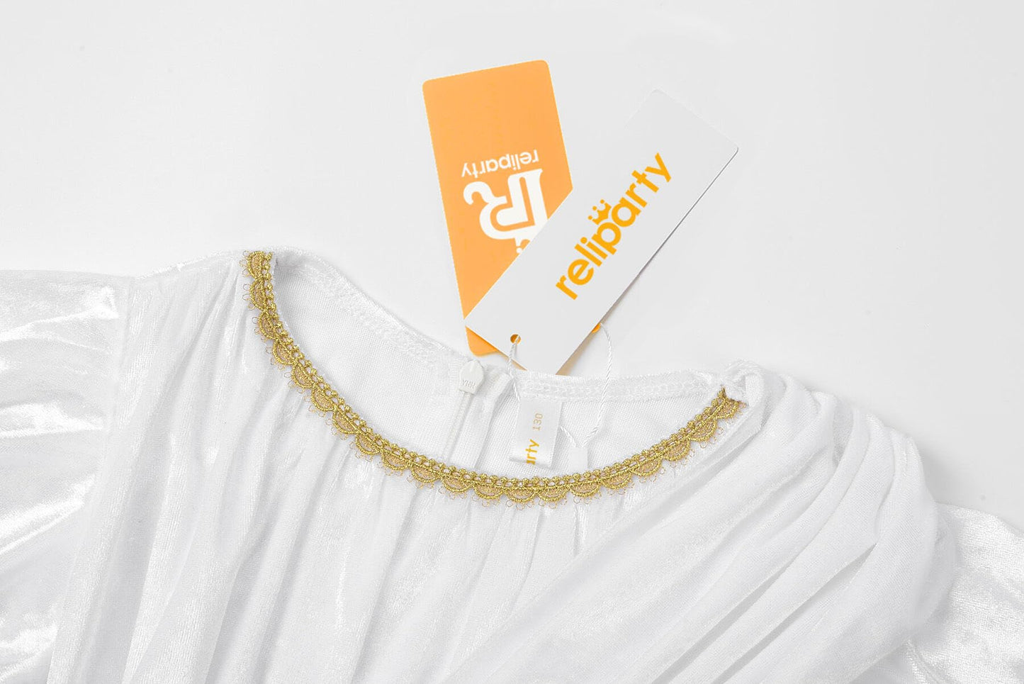 ReliParty Kid Angel Costume with Wings Halo and Artifactual Lily Flower 100