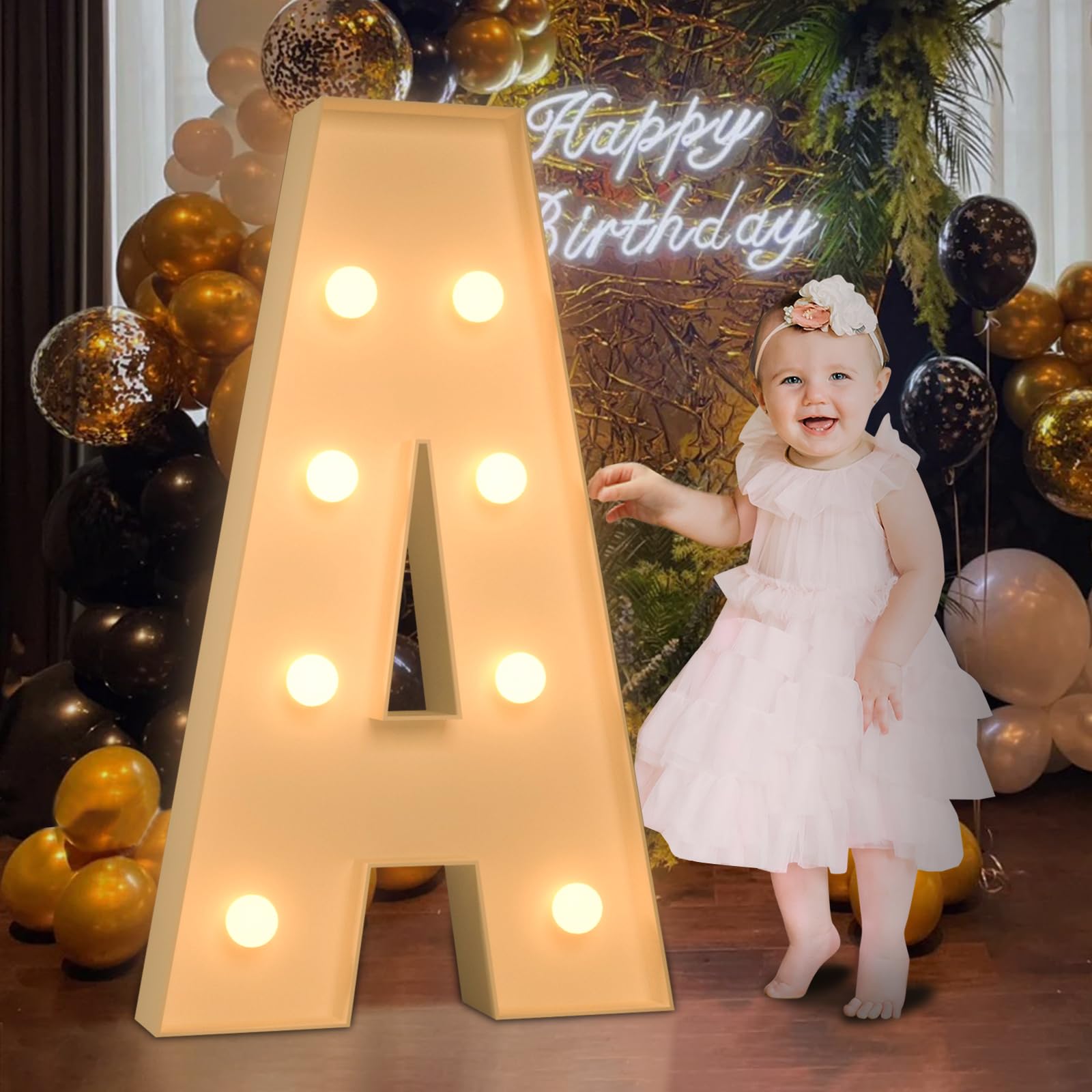 3Ft Marquee Light Up Letters, Large Marquee Letters A For Party Decorations, Big Baby Letters For Baby Shower Birthday Party Dec