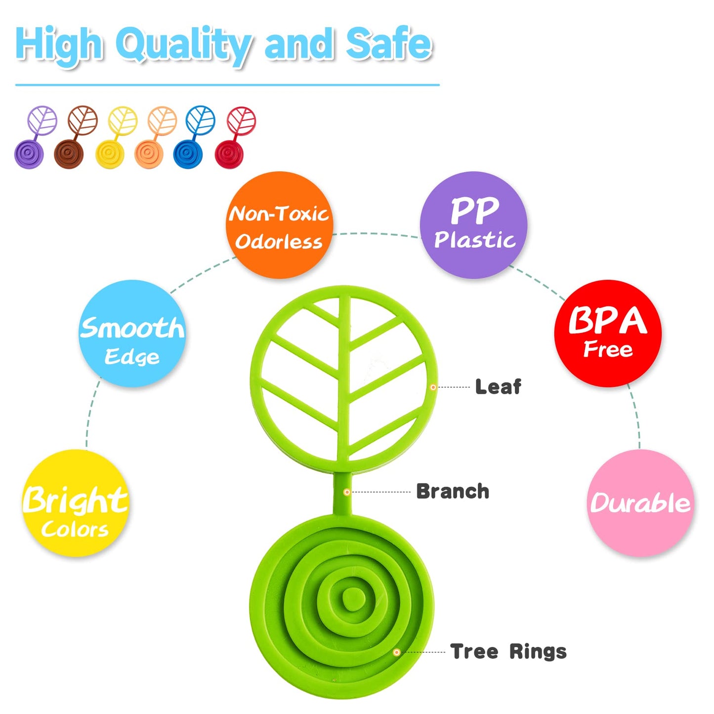 Stack-A-Rainbow-Tree Plastic Stacking Blocks 70 Piece, Balance Game Building Toys For Kids Ages 3-8, Preschool Kindergarten Educational Montessori Toys For 3 4 5 6+ Year Old Boys Girls Birthday Gifts