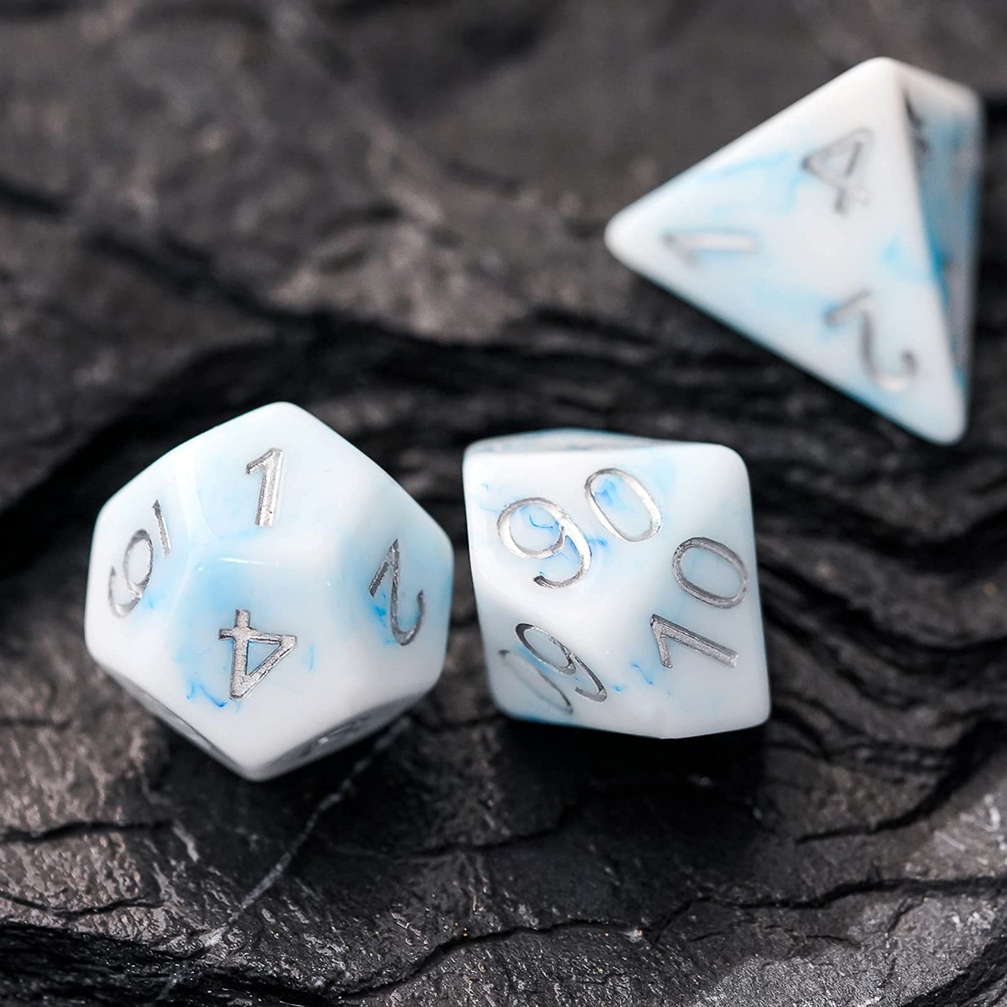 Hddais Polyhedral Dice Sets 7-Die Rpg White Dnd Dice For Dungeons And Dragons Role Playing Games And Tabletop Game (White Blue)