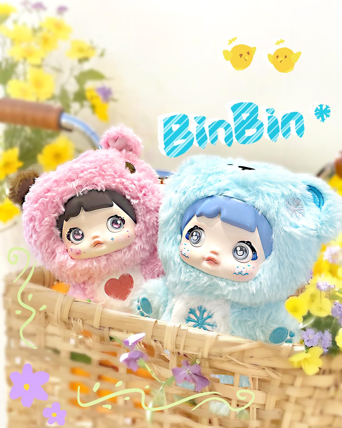 CULLOK Nommi Blind Box Figures, 1 PC Nommi Loveliness Never Ends Series Plush Blind Box (1 of 7 Possible Styles), Kawaii Vinyl P