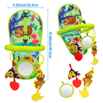 Okooko Car Seat Toy Rear Facing Car Seat Toy Baby Travel Toy Kick And Play With Baby Mirror Plush Toys Thickened Pad Adjustable Sensory Toy For Newborn Baby Infant