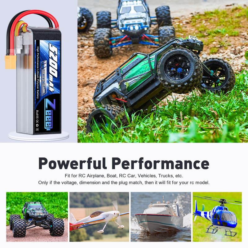 Zeee 6S Lipo Battery 5200mAh 22.2V 120C Soft Case Lipo with XT90 Connector RC Battery for RC Car Truck Airplane Helicopter Quadc