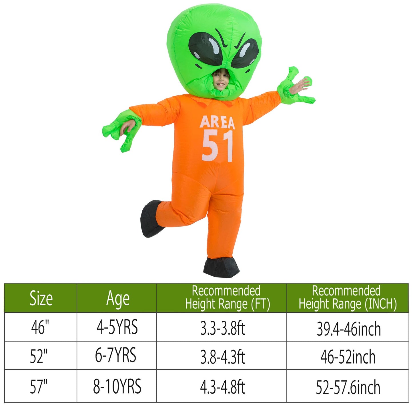 Rquxmt Inflatable Alien Costume,Inflatable Costumes For Kids,Blow Up Costume,Halloween Costumes For Boys Girls (4-5Yrs)