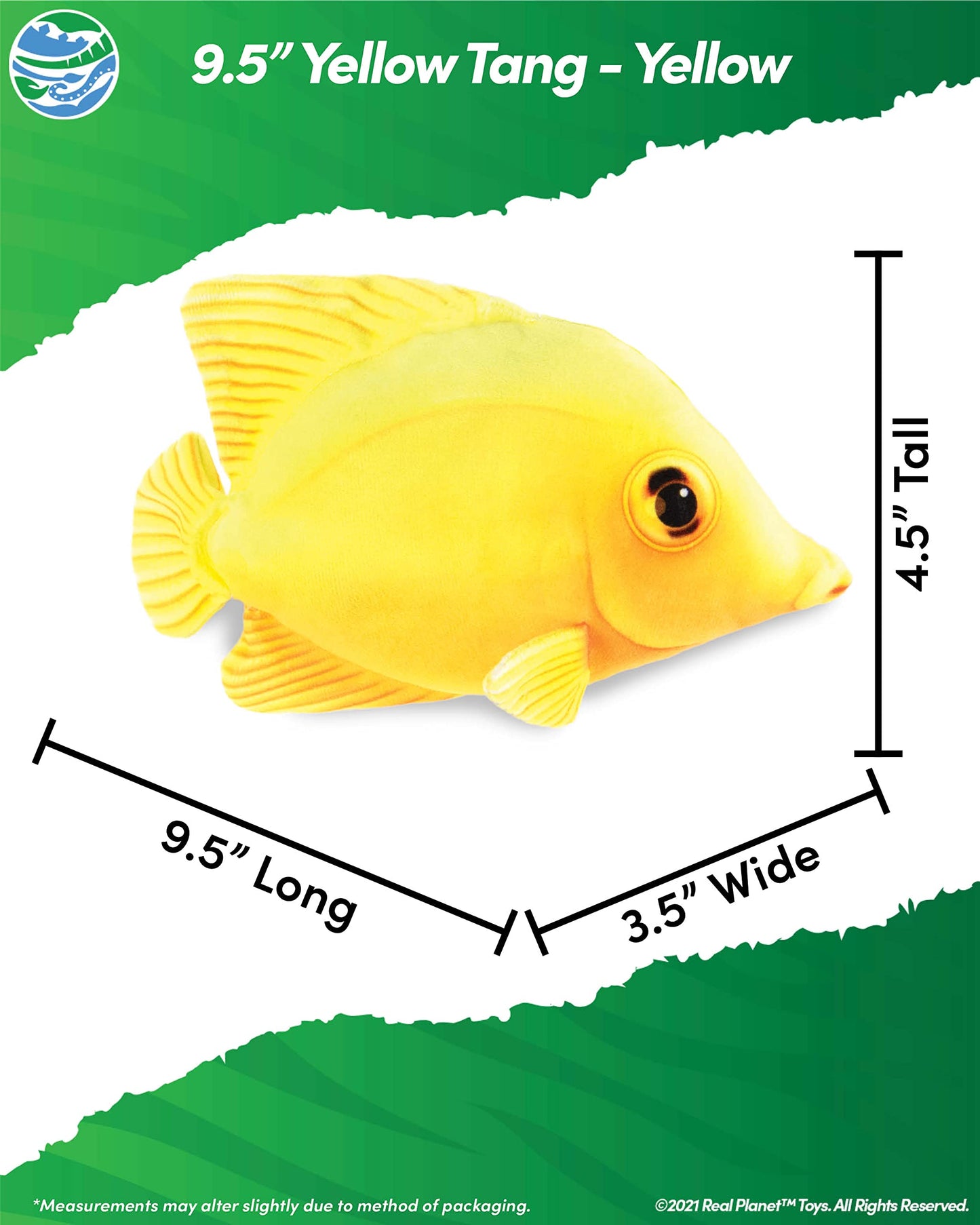 Real Planet Sea Life Plush - Soft Stuffed Animal Gift For Kids All Ages, Sea Ocean Fishing Plushie, Fun Christmas Birthday Gifts (Yellow Tang, 9.5') (9.5' Long)