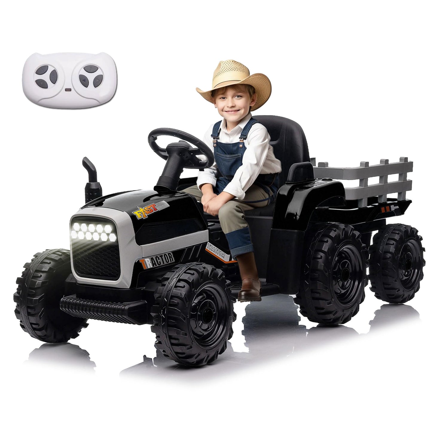 BCARORUR 24V Ride on Tractor with Remote Control, 24V Ride on Toy for Big Kids 3+, Kids Electric Vehicles Power Car Wheels with 