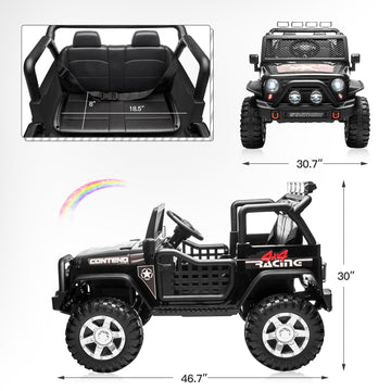 Sehomy Kids Ride On Truck With Remote, 12V Battery Powered Electric Car For Kids - Two Seater With One Belt, Spring Suspension,
