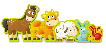 Hape Numbers & Farm Animal Puzzle Double-Sided Wooden Jigsaw Game For Kids 10-Piece, Multi-Coloured