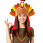 Hikkcos Thanksgiving Turkey Hat And 3 Packs Bead Necklaces Turkey Head Costume Plush Gobbler Hat For Thanksgiving Trot Dress Up