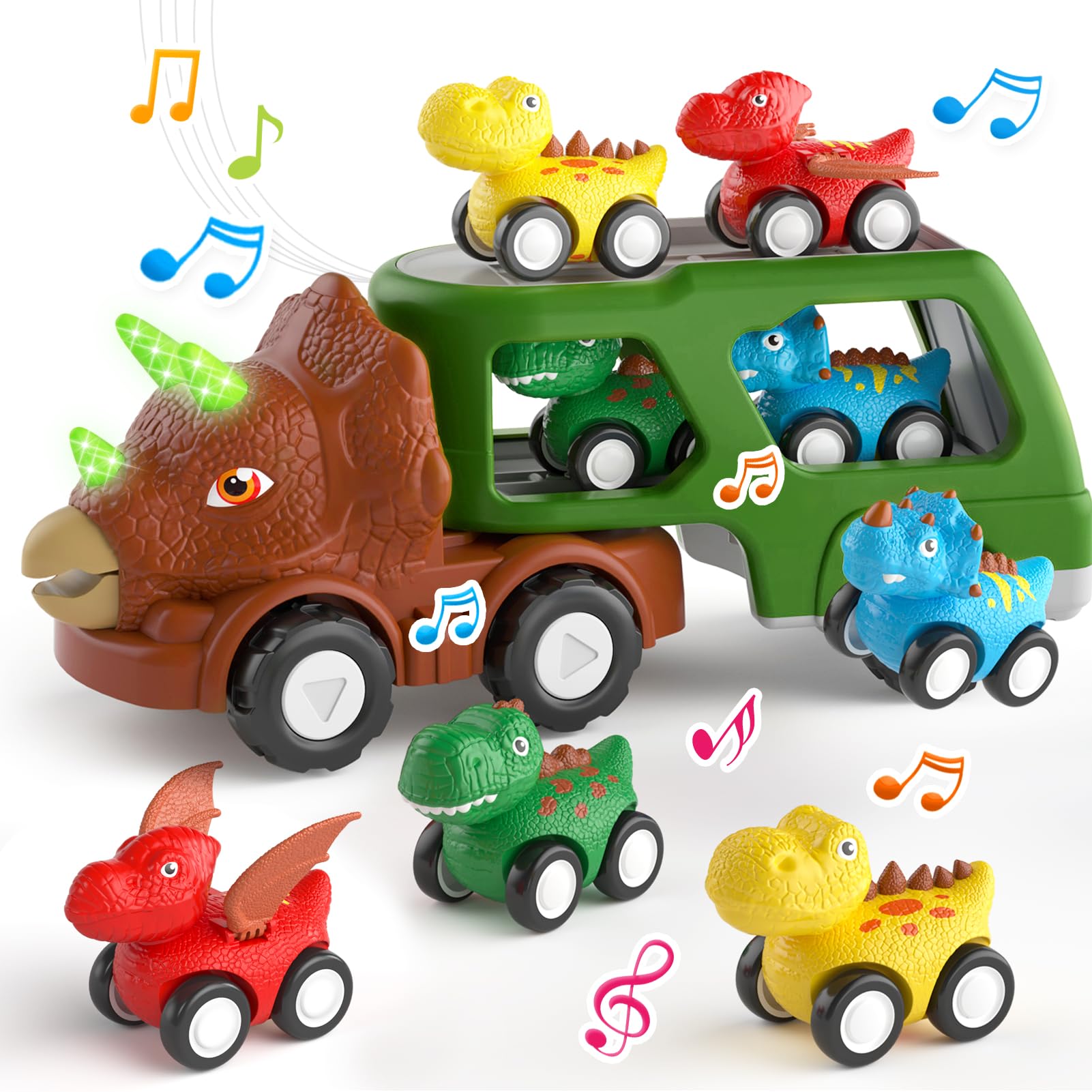 newcrave Dinosaur Truck Toys for Toddlers Boys Age 1-3 2-4, 5 in 1 Dinosaur Car for Toddlers Boys Girls Toy for 1 2 3 4 5 Year O