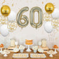 FunHot 40-Inch Light Gold Balloon Set - 13Pcs with 60 Number, Confetti, Rubber for 60th Birthday & Anniversary Decorations