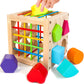 Hellowood Montessori Toys For 1+ Year Old, Wooden Sorter Cube With 8Pcs Rattling Shapes, Developmental Learning Toy Gifts For Baby Toddler Boys Girls, Gift Packaging