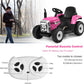 Costzon Ride On Tractor With Detachable Trailer, 12V Kids' Electric Vehicles W/3-Gear-Shift Ground Loader, Wireless Design & Usb, 7 Led Headlights, Remote Control Tractor Toys For Kids 3+ (Pink)