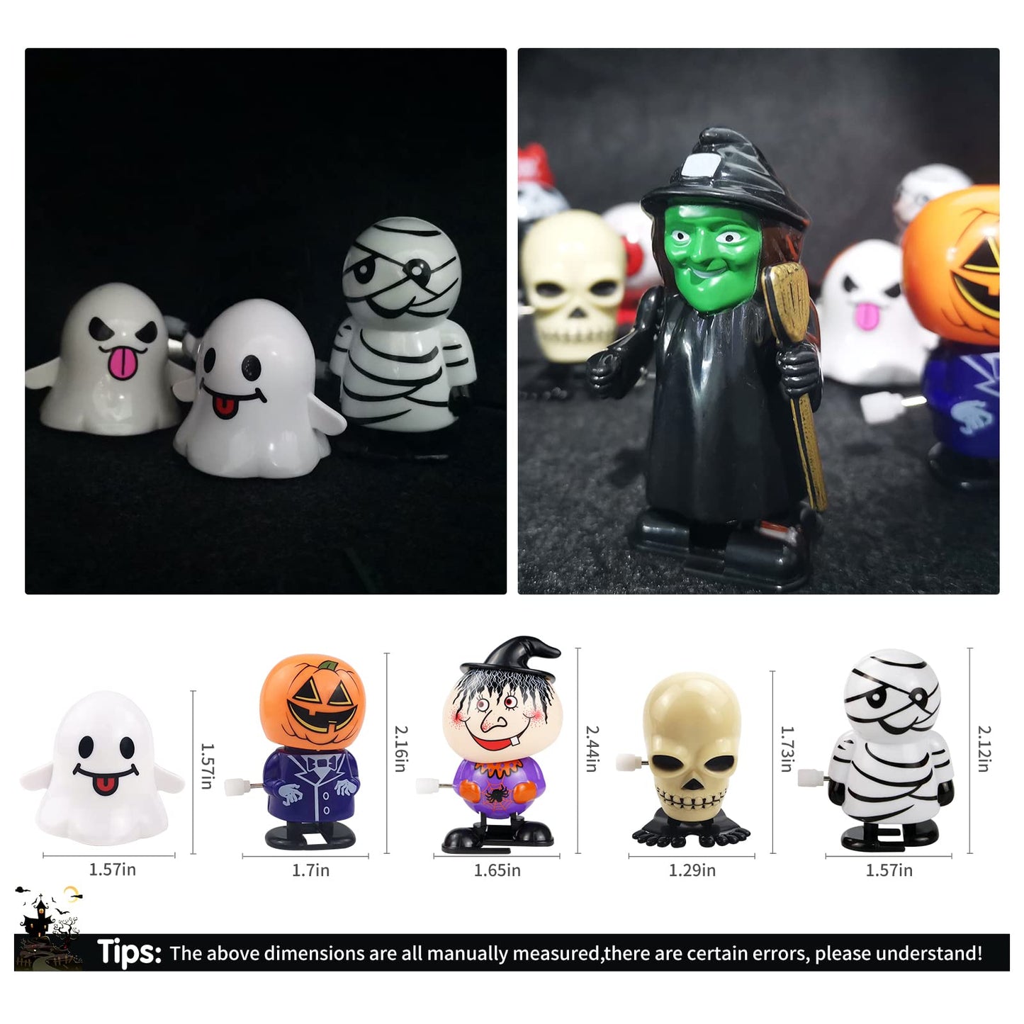 18 Pcs Halloween Wind Up Toys For Kids, Assorted Novelty Jumping And Walking Clockwork Toys For Halloween Party Favors Supplies, Assortment Toys For Trick Or Treat Halloween Goody Bag Filler