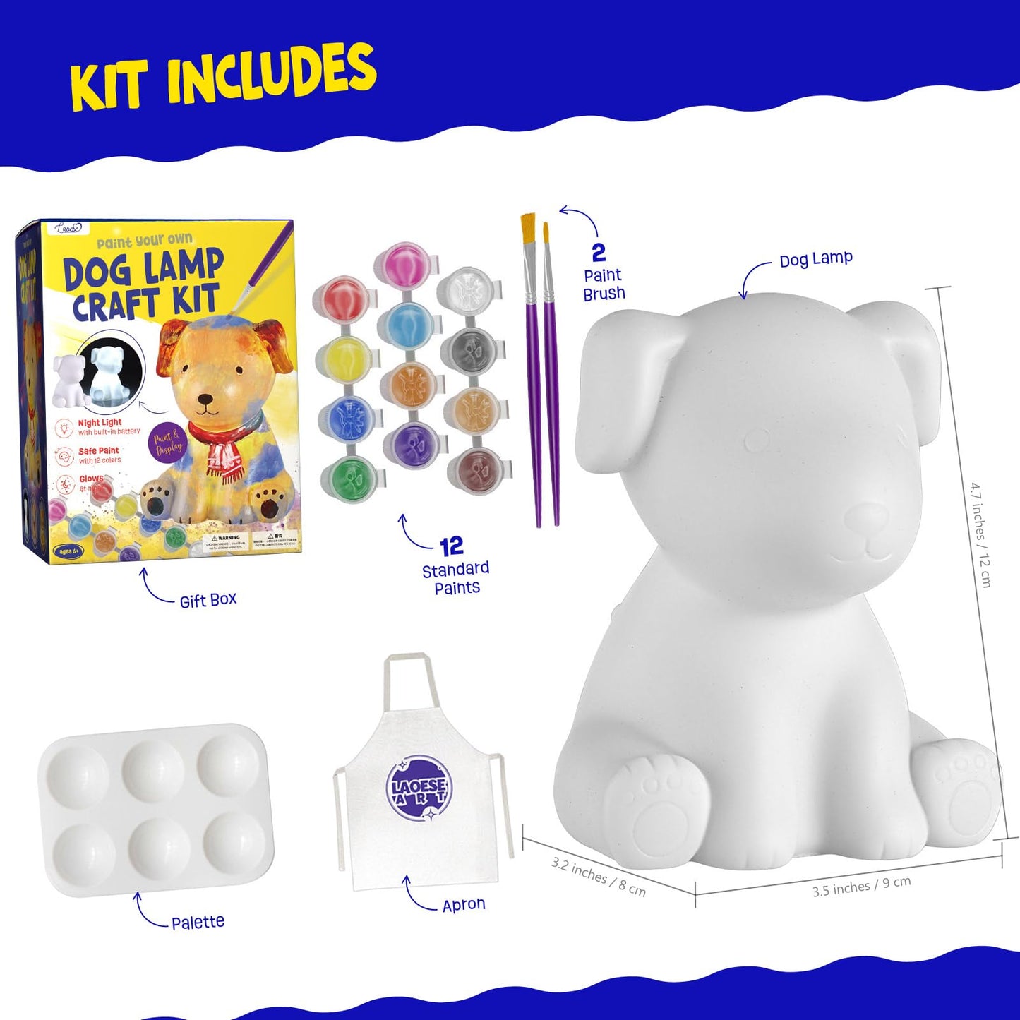 Laoese Paint Your Own Dog Lamp Kit, Art Supplies Arts & Crafts Kit, Painting Kit For Kids 6-12, Arts And Crafts For Kids Ages 8-