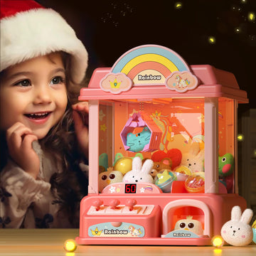 DOLIVE Pink Claw Machine for Kids, Unicorn Arcade Game with Music, Mini Vending Machine for Ages 4-10, 10.8 x 9.44 x 12.59