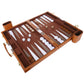 Backgn Set - Classic Board Game with enhanced Leather Case - Portable Travel Strategy Backgn Game Set for mature-themeds  Kids (15inch  Brown)