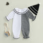 Aiwpstoin Toddler Baby Clown Costume Boy Girl Funny Halloween Outfit Contrast Color Long Sleeve Jumpsuit with Hat (White, 4-5T)
