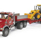 Bruder Toys 02813 Mack Granite Flatbed Truck with JCB Loader Backhoe