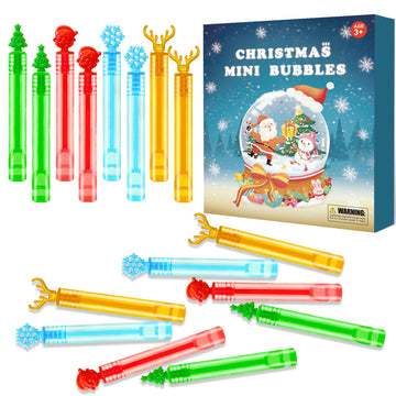 Christmas Party Favors Goodie Bags Stocking Stuffers for Kids 32 Pack, Small Mini Bubbles Wand Toys Gifts for Toddlers, Christma
