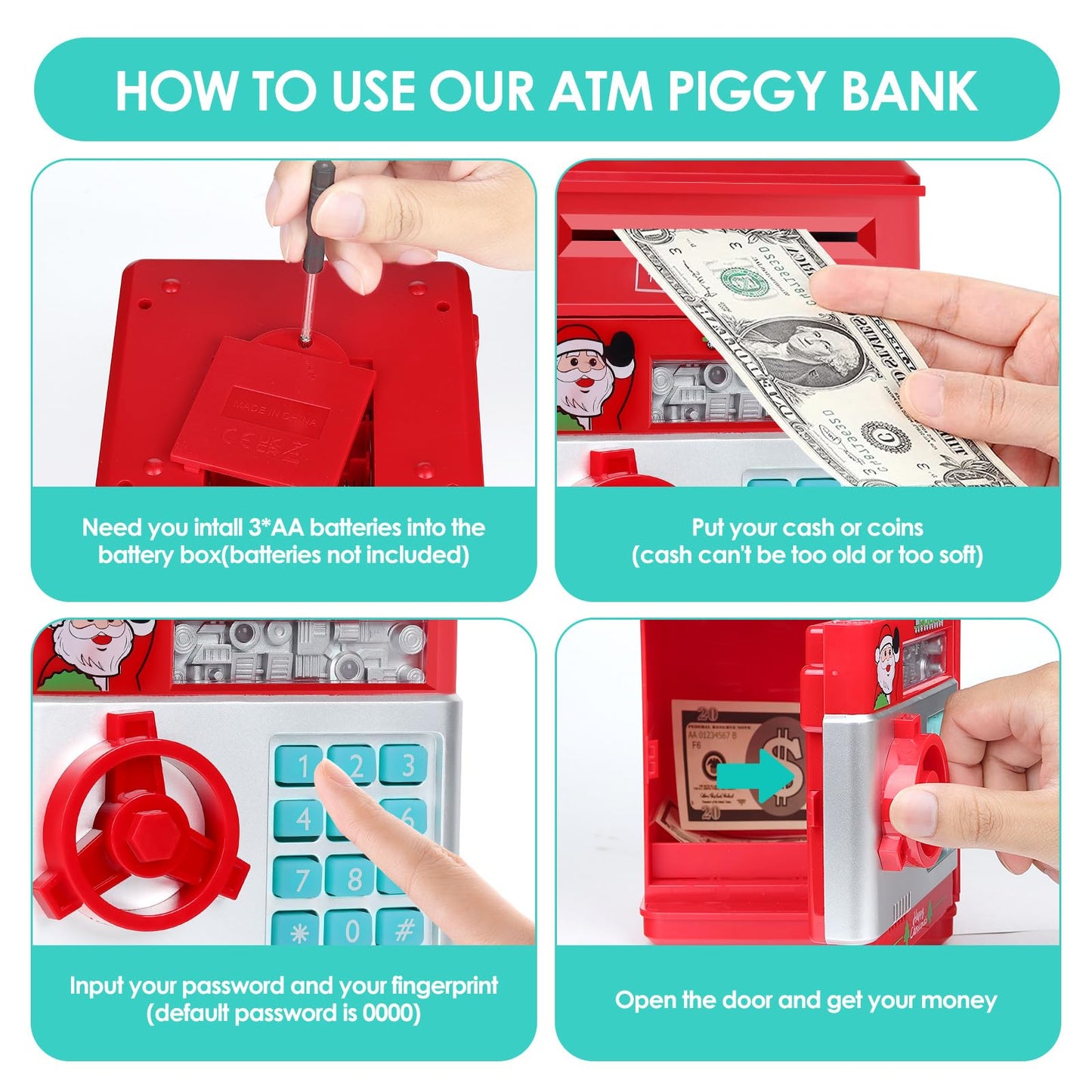 Foyucool Piggy Bank For Kids, Cash Coin Can Atm Bank With Music, Electronic Coin Money Bank Gifts Toy For Kids Boys Girls, Chris