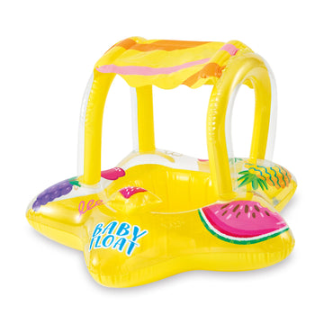 Intex 56573Ep Outdoor Swimming Pool Inflatable Comfortable Shaded Canopy Starfish Lounger Baby Toddler Float Safety Raft, Yellow