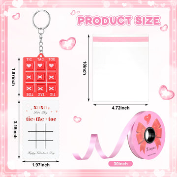 JellyArch 24 Set Tic Tac Toe Keychain Valentines Day Cards Class Valentines Day Gifts for Kids School Valentines Day Goodies Gi
