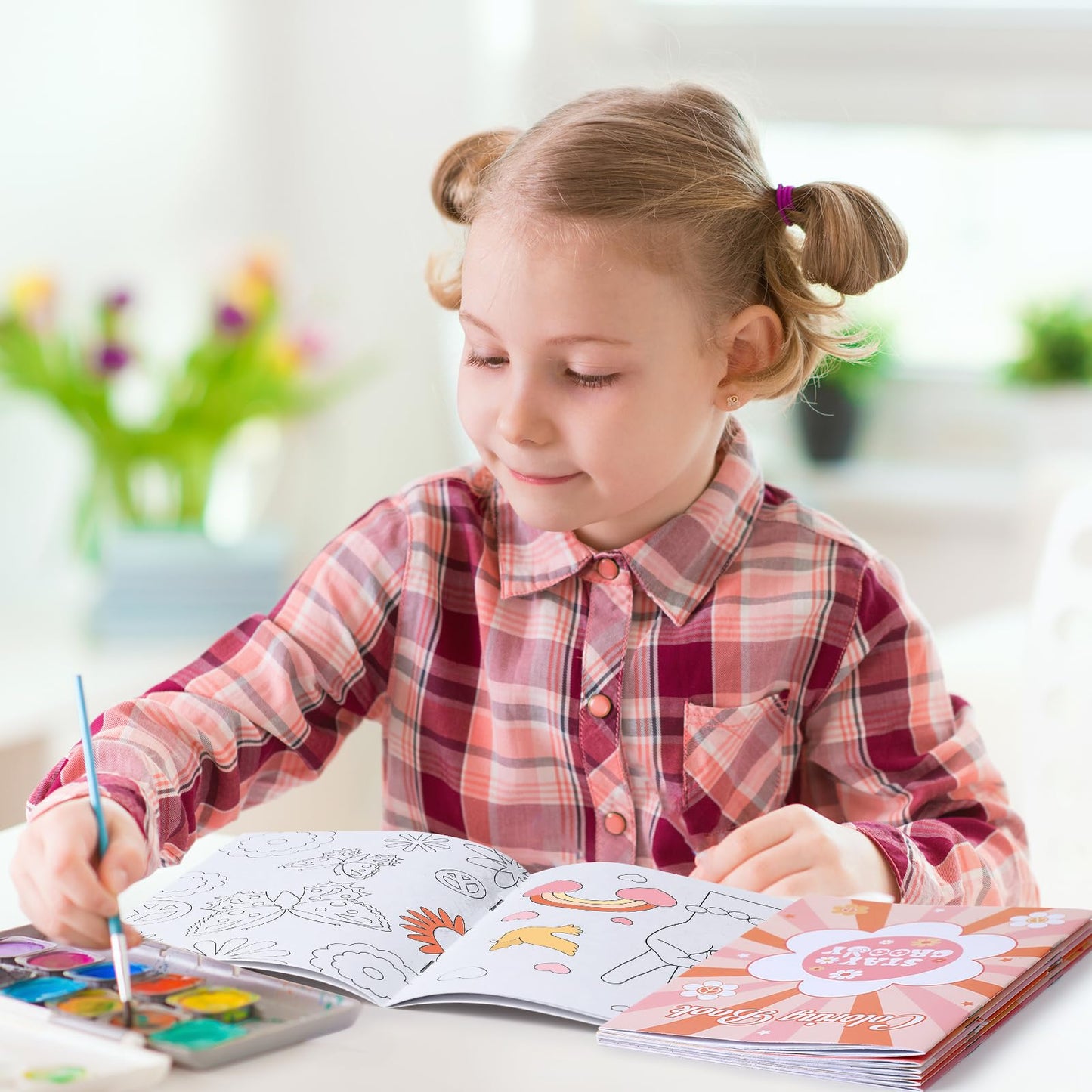 Honoson 24 Pcs Hippie Boho Coloring Books Kids Stay Groovy Drawing Book Peace Sign Mini Coloring Book Daisy Rainbow Hippie Bus A