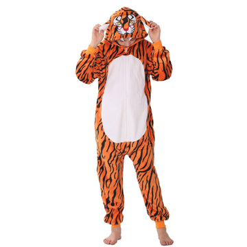WAFUNNE Animal Onesie Costume for Kids Child Boys Girls Womens Mens Cosplay Halloween Costumes Easter Onesies Orange Tiger S