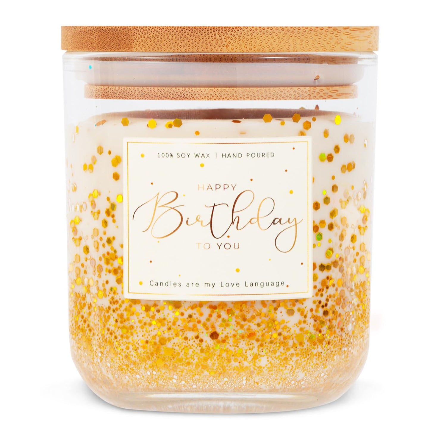 Birthday Gifts for Women-11oz Vanilla Scented Candle with Golden Glitter, Unique Birthday Gifts for Friends, Bestie, Mom, Sister