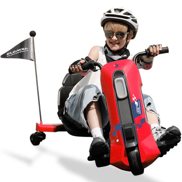 ELEMARA Electric Go Kart for Kids with Stepless Speed, Go Cart for Kids Age 6-14, 5 MPH, 12V Ride On Toys for Big Kid with Adjus