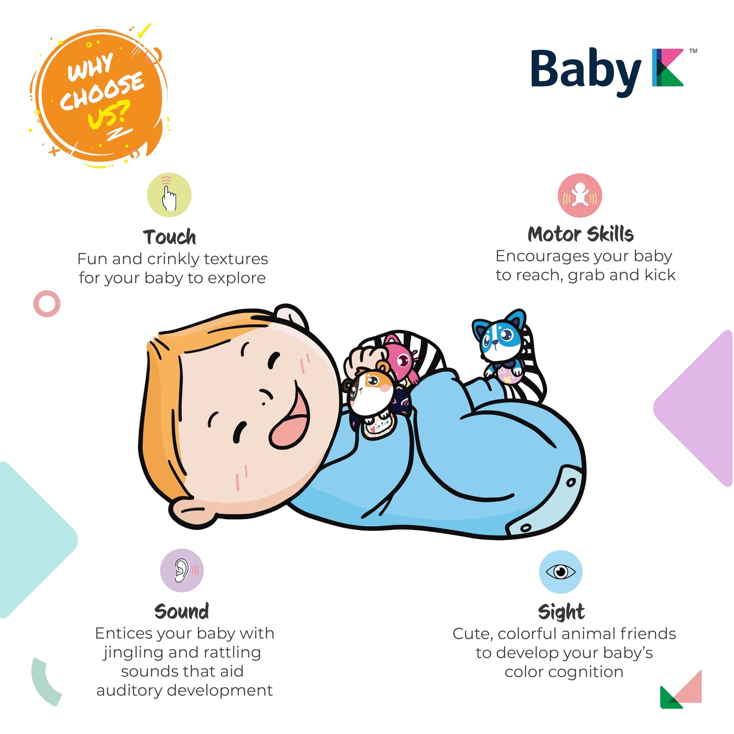 Baby K Baby Rattle Socks & Wrist Toys (Set K) - Newborn Toys For Baby Boy Or Girl - Brain Development Infant Toys - Hand And Foot Rattles Suitable For 0-3, 3-6, 6-12 Months Babies